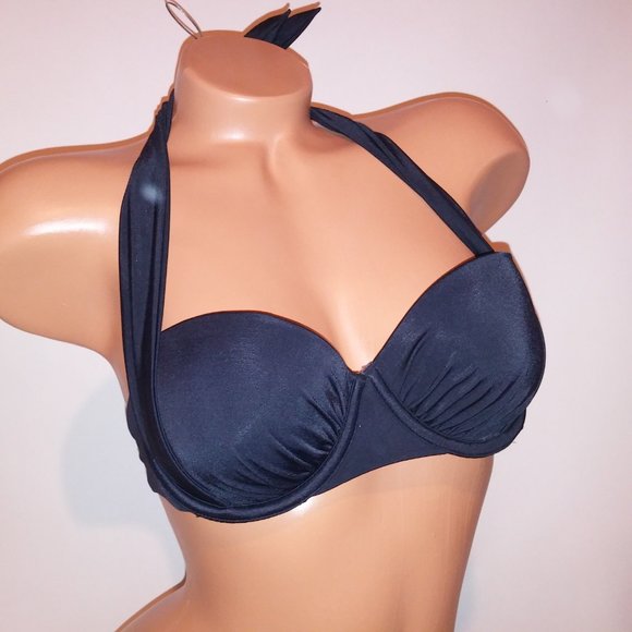 Victoria Secret Swim Bikini Top 34B Convertible Lightly Lined Solid Blac… - Picture 2 of 6